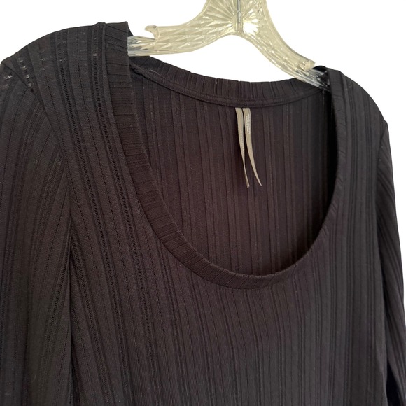 Anthropologie Ribbed Bell Sleeve Scoop Neck Top Women's M Black Boho Hippie Y2K - Picture 2 of 12